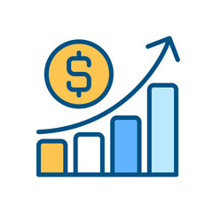 Business profit pixel perfect RGB color icon. Company cash flow. Economic performance. Financial evaluation. Isolated vector illustration. Simple filled line drawing. Editable stroke. Arial font used