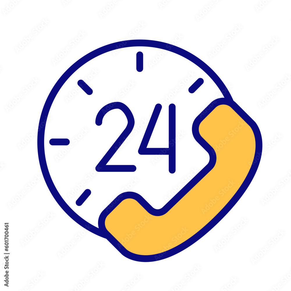Poster round-the-clock support pixel perfect rgb color icon. 24 hour call answering service. helping custom