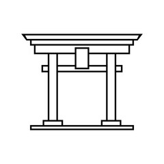 Black gate torii shrine japaness style outline icon vector design