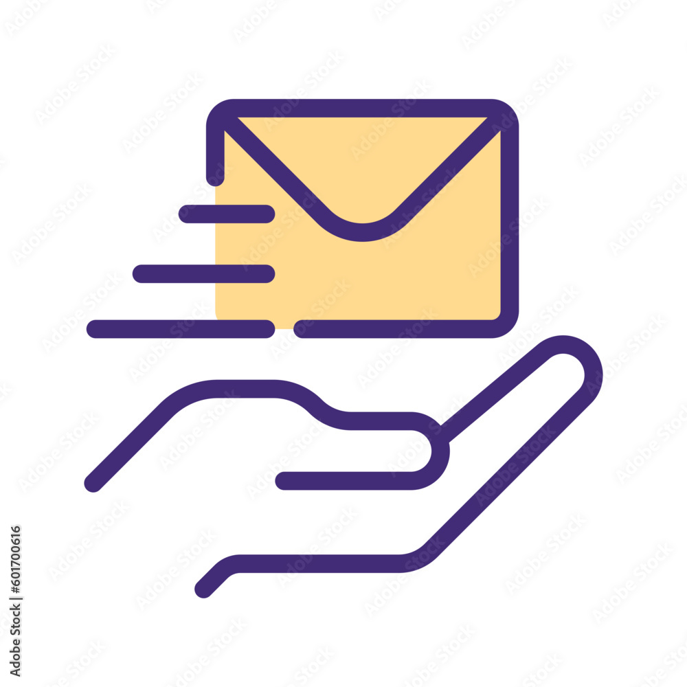 Sticker Send letter pixel perfect RGB color icon. Delivery service. Written communication. Receiver address. Isolated vector illustration. Simple filled line drawing. Editable stroke. Arial font used