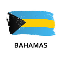 National symbols - flag of Bahamas isolated on white background. Hand-drawn illustration. Flat style. 
