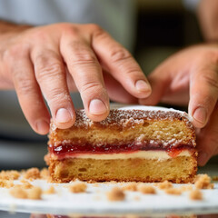 Confectioner with a cake. Generative AI.