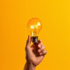 Hand picking up a light bulb. Creativity. Generative AI.