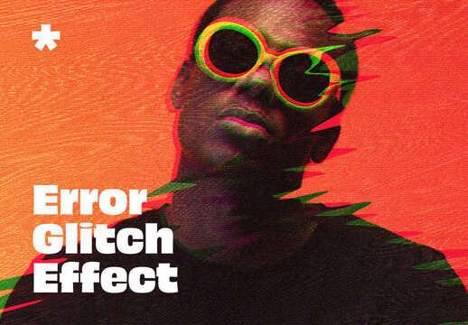 Error Glitch Photo Effect Mockup