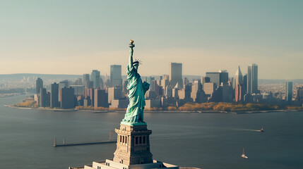 Travel New York City Liberty statue landmark in Manhattan.