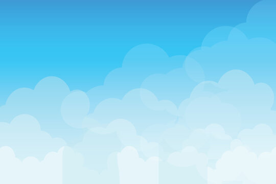 Blue sky cloud vector background, blue background, weather cloudy aesthetic, wallpaper bright blue, cloudscape Sky background, Cloud Sky stock illustrations, Blue sky clouds background illustration