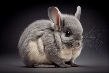 Obraz premium An adorable and amusing illustration of a chinchilla, showcasing its fluffy fur, large ears, and curious expression, generative ai