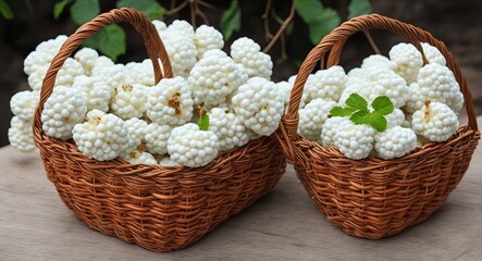 Fototapeta na wymiar white Mulberry in a beautiful basket. ai generation