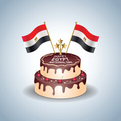EGYPT National Day with a Cake .Vector Illustration