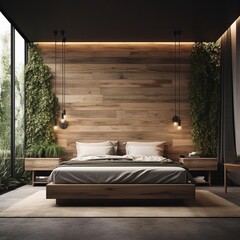 Sleek Designer Bedroom Oasis: Contemporary Design and Luxurious Elements for Ultimate Relaxation.