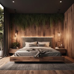 Sophisticated and Sleek Designer Bedroom Boasting High-End Features and Elegant Decor.