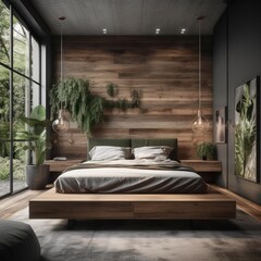 Sophisticated and Sleek Designer Bedroom Boasting High-End Features and Elegant Decor.