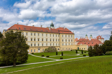 Naklejka premium Chateau Valtice, Lednice-Valtice Cultural Landscape, World Heritage Site by UNESCO. Valtice is one of the most impressive baroque residences of Central Europe.