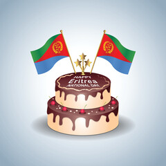 Eritrea National Day with a Cake .Vector Illustration