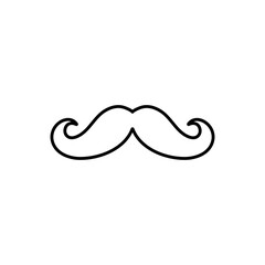 Mustache icon father's day doodle hand drawn black and white vector clipart. Facial hair barber shop illustration