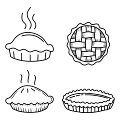 Set of illustration Homemade pie hand drawn sketch dessert.