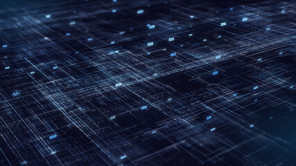 Obraz na płótnie Canvas Digital binary code data technology, complexity and data flood, online business concept, dark blue