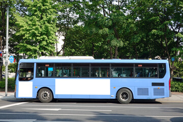 Bus on the road in Seoul, Bus billboards	