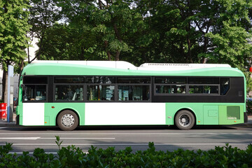 Bus on the road in Seoul, Bus billboards	