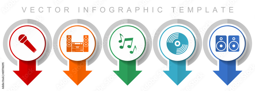 Poster multimedia icon set, miscellaneous pointer icons such as microphone, stereo equipment, vinyl and spe