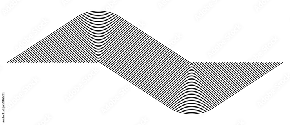 Poster abstract art lines background. monochrome black parallel stripes like wave.