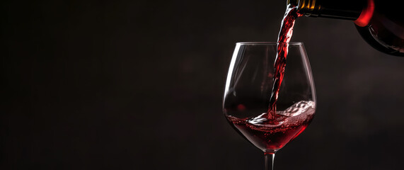 Obraz na płótnie Canvas Pour red wine on black background. Background for presentation, brochure, booklet, poster, banner. Generative ai
