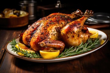 roasted turkey with vegetables and spices - obrazy, fototapety, plakaty