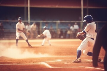 Fototapeta na wymiar field man game baseball ball pitcher sport bat team athlete player. Generative AI.