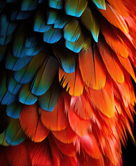 Fototapeta premium Bright colorful feathers background illustration.