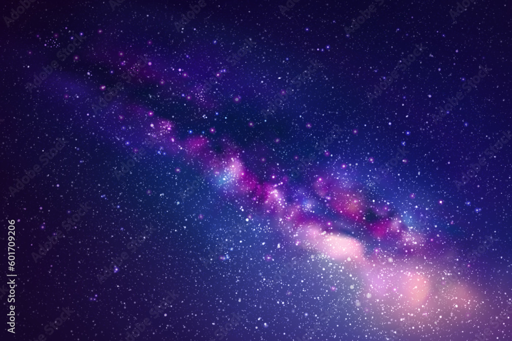 Sticker milky way, stars and nebula. night starry sky. space vector background