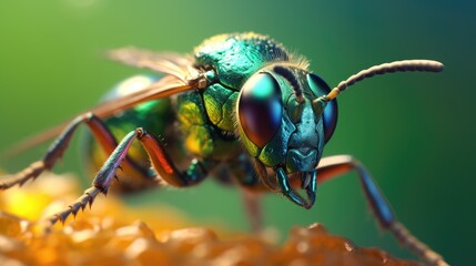 Naklejka premium Cuckoo wasp in the wild. Generative AI