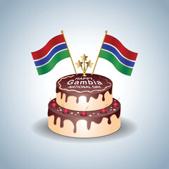 Gambia National Day with a Cake .Vector Illustration