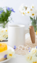 A cup of aromatic coffee on the table