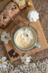 A cup of aromatic coffee on the table