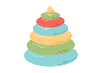Vector isolated Children toy colorful pyramid in flat style.