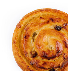 Homemade puff pastry bun with almond flakes