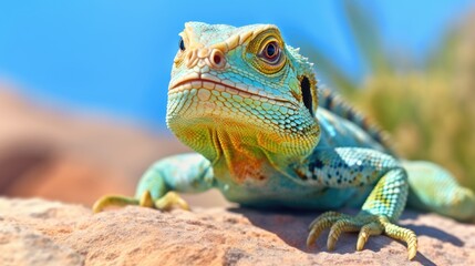 Fototapeta premium Common collared lizard in the wild. Generative AI