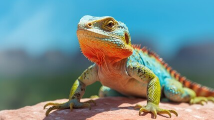 Fototapeta premium Common collared lizard in the wild. Generative AI