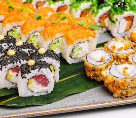 Four different types of sushi rolles