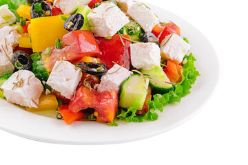 Greek salad with feta, tomatoes, olives