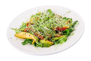 salad from grilled vegetables - zucchini, green beans, onion and pepper