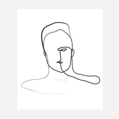 Handsome man abstract line drawing illustration printable poster. isolated on white