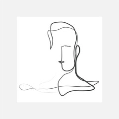 Abstract  face continuous seamless one-line drawing minimalism design isolated on white background printable wall art poster