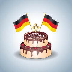 Germany National Day with a Cake .Vector Illustration