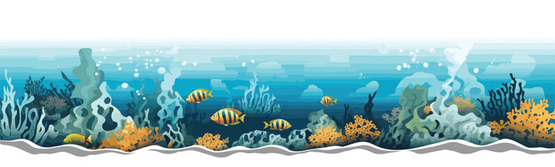 Vector illustration of undersea wide view