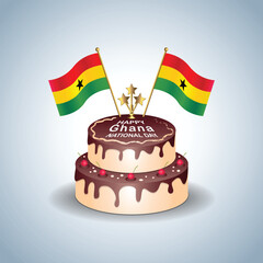Ghana National Day with a Cake .Vector Illustration