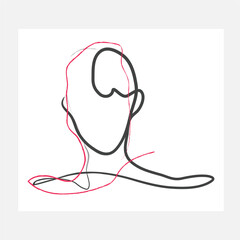minimal one line face illustration isolated on white vector printable wall art poster