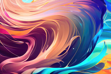Fluid Motion - Vibrant Watercolor Waves Creating Abstract Background