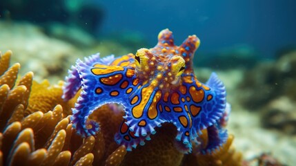Blue-ringed octopus in the wild. Generative AI
