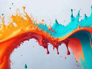 A vivid background with many colors, splashing water with drops and waves. Generative AI.